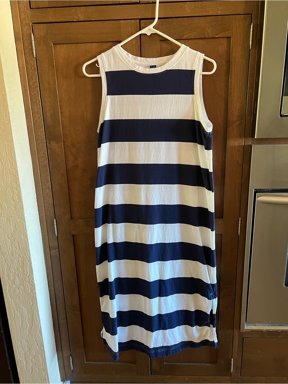 Old Navy Navy and White Striped Sleeveless Maxi Dress